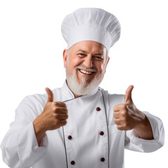 Chef Holding Thumbs Up With One Hand isolated on transparent background.