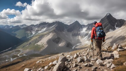 Fototapeta premium hiker in the mountains