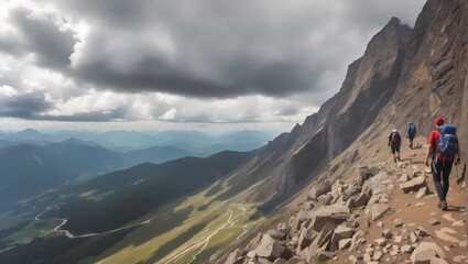 Naklejka premium hiking in the mountains