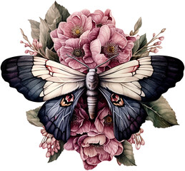 dark moth with flowers