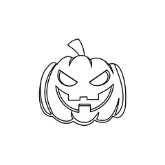 Halloween pumpkin icon. Halloween pumpkin thin line icon, halloween concept. Vector graphics. stock illustration