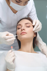 woman undergoing procedure in beauty clinic