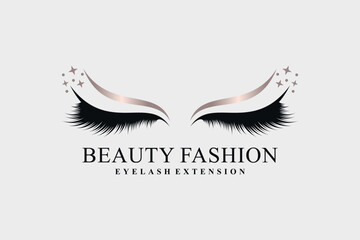 Eyelashes logo design for beauty icon with creative idea