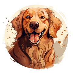 Cartoon Style Golden Retriever Puppy Dog No Background Perfect for Print on Demand Merchandise