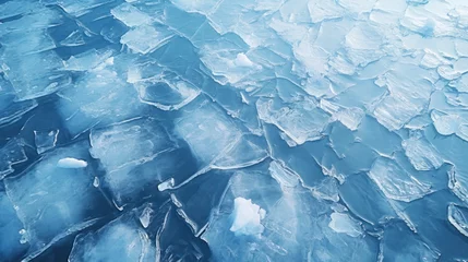 Fotobehang Aerial view of intricate ice floe patterns © olegganko