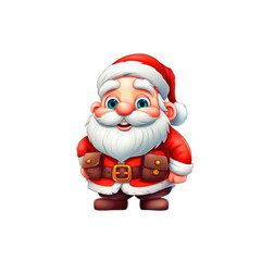 Santa Claus with a bag on his back. Isolated white background.