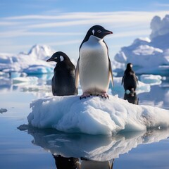 Obraz premium penguins waddling on ice floe