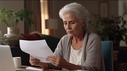 Middle-aged woman managing household finances