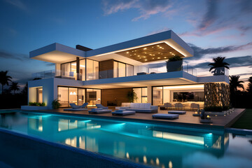 Fototapeta premium Villa mit Pool
