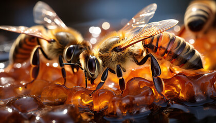 A detailed image of bees producing honey
