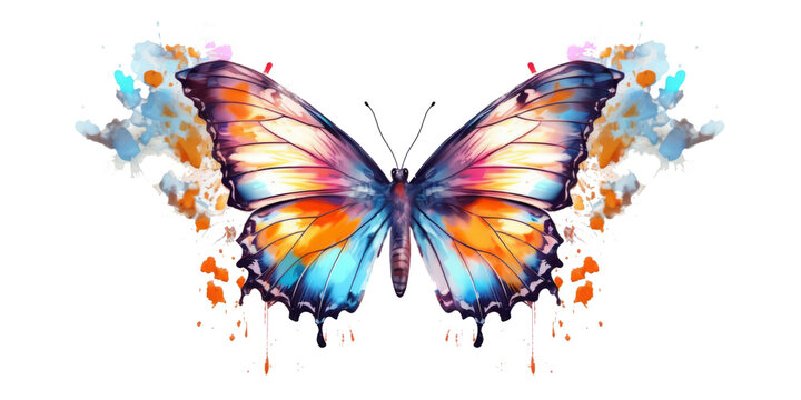 Abstract closeup butterfly vector isolated on transparent background.