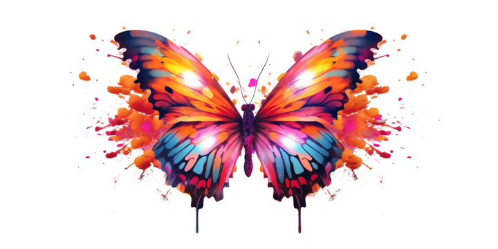 Abstract closeup butterfly vector isolated on transparent background.generative ai