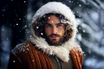 Winter portrait of a man.