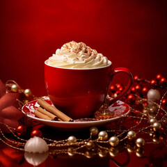 Christmas hot beverage, coffee chocolate cappuccino