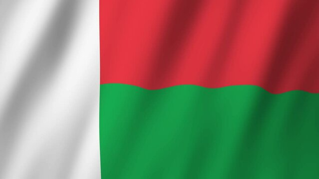 Madagascar Flag. National 3d Madagascar flag waving. Flag of Madagascar footage video waving in wind. Flag of Madagascar 4K Animation