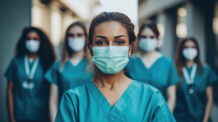 Fototapeta na wymiar Group of nurses in a hospital