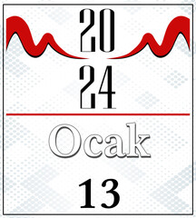 January Calender Red and Gray Background