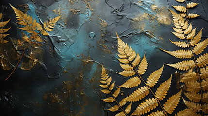 Gold fern leaf fauna over brown