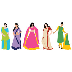 Traditional Indian Attire models illustration vector.
