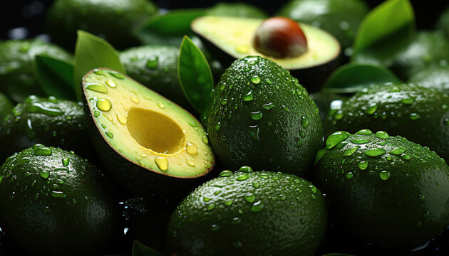 Macro texture of avocados, in graflex speed graphic style,