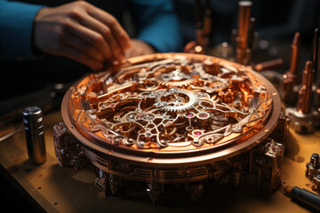 A precise watchmaker assembling intricate timepieces with precision tools. Concept of precision and artistry. Generative Ai.