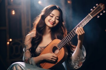 Fototapeta na wymiar Asian Woman Musician Employment Attractive Concept Generative AI