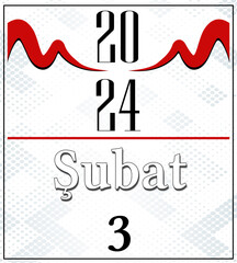 Fabruary Calender 2024, Red and Gray Background