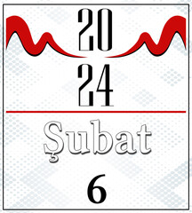 Fabruary Calender 2024, Red and Gray Background