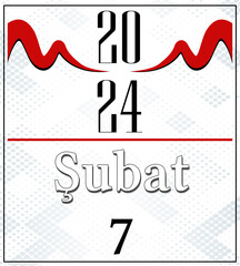 Fabruary Calender 2024, Red and Gray Background