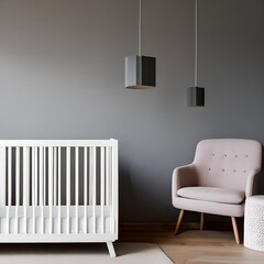 A minimalist, Scandinavian nursery with a clean, uncluttered design, natural wood accents, and soft pastels2, Generative AI