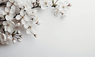 Delicate Cherry Blossom in Spring on White Background