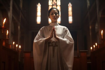 Asian Female Priest Employee Professional Backdrop Generative AI