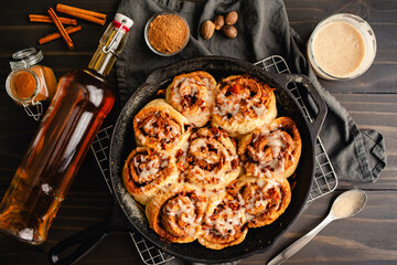 Bourbon Bacon Cinnamon Rolls with Buttermilk Icing: Brown sugar cinnamon rolls topped with sweet...