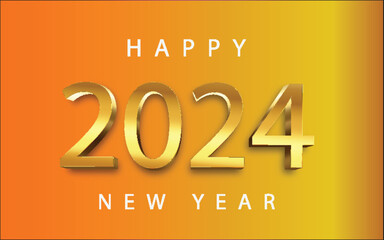 Happy New Year 2024 Vector Text Effect illustration