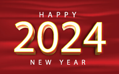 Happy New Year 2024 Vector Text Effect illustration