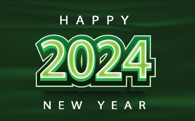 Happy New Year 2024 Vector Text Effect illustration