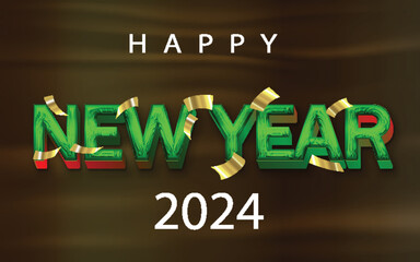 Happy New Year 2024 Vector Text Effect illustration