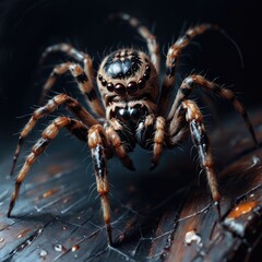 Creepy brown spider close-up