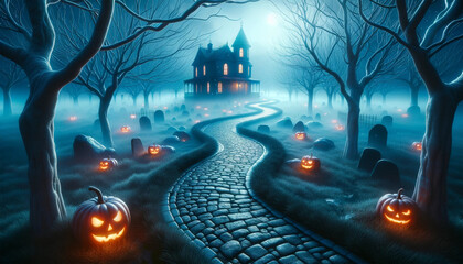 Haunted Autumn Nights: Mystical Landscapes with Eerie Ambiance