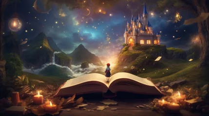 Poster Storybook adventure, with a magical realm emerging from the pages, inspiring a sense of wonder and creativity. © Lokesh