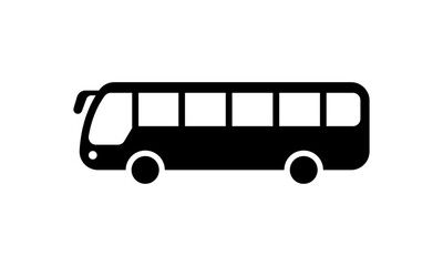Bus icon. Black tour bus from side icon, illustration.
