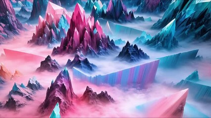 Abstract geometric background with vibrant pink and blue gradient facets, reflecting light - Powered by Adobe