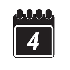 Page of calendar displaying day 4. Illustration
