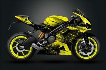 Sport bike wrap design. Ready print concept for vinyl wrap and motorcycle decal. Generative AI - obrazy, fototapety, plakaty