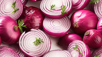 fresh red onions with parsley