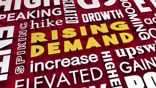 Rising Demand Increase Customer Needs Higher Spike Growth Words 3d Animation