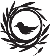 Nestled in Style Sleek Avian Nest Emblem Simplicity in Shadows Black Vector Bird Nest