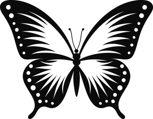 Noir Beauty Takes Wing Black Butterfly Symbol Elegance in Shadows Monochromatic Butterfly Logo