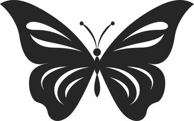 Sculpted Butterfly Icon: Winged Wonder Black Beauty in Flight: Vector Opulence