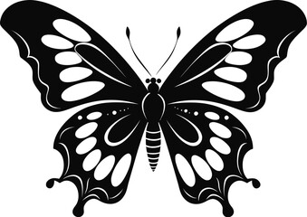 Elegant Black Vector Butterfly Icon A Winged Beauty Butterfly Logo Design in Noir Grace and Freedom
